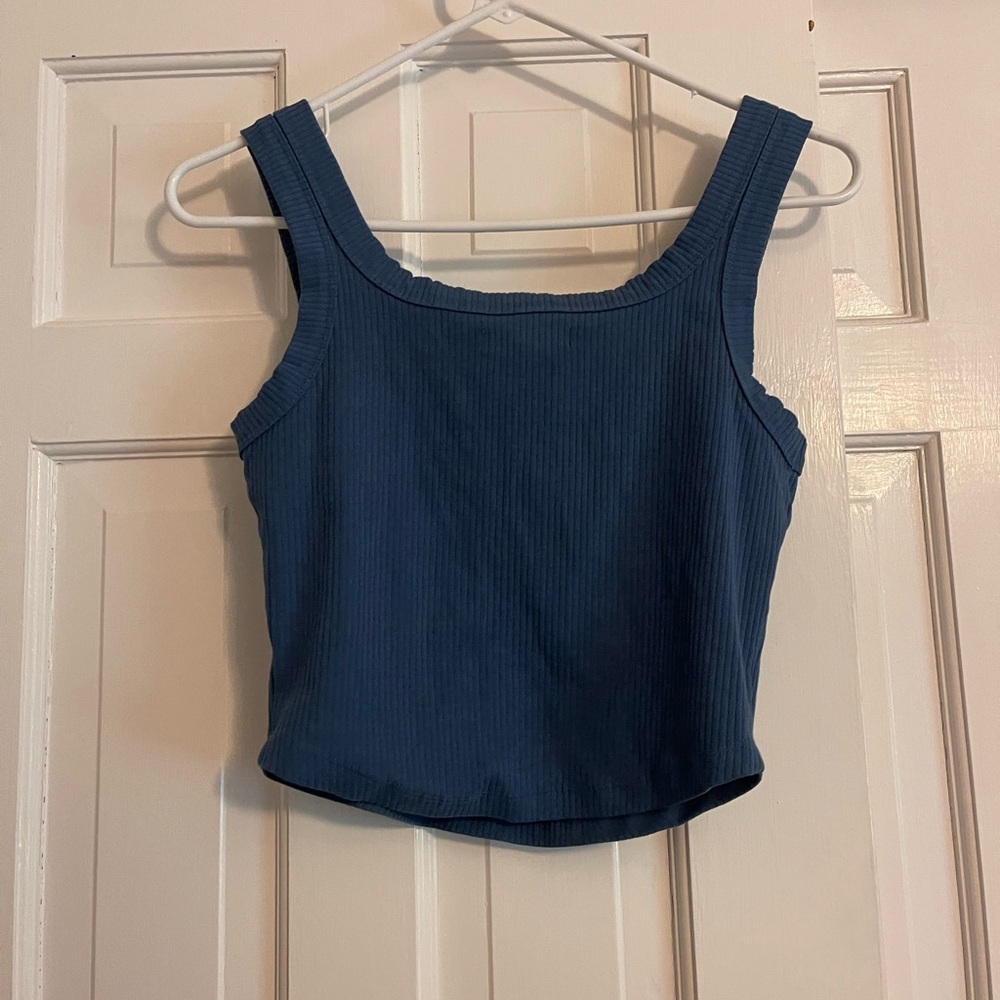 Madewell Blue Ribbed Tank Top Essential - Picture 3 of 3
